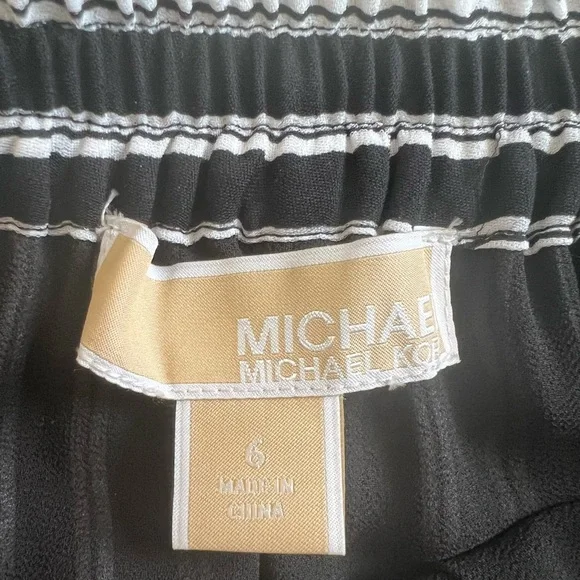 NWT MICHAELMichael Kors Stripe Straight Leg Pant Black & Cream Size 6